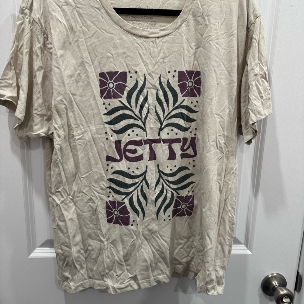Jetty Women's Short Sleeve Tee - Cream and Purple